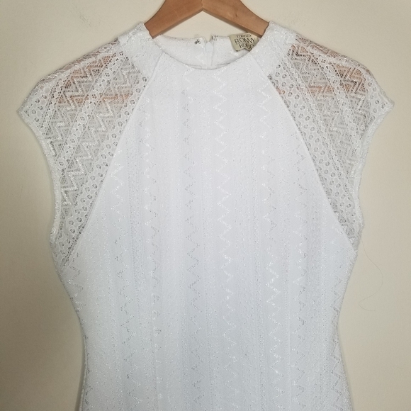 TORN BY RONNY KOBO NWT White Lace Short Sleeve Body Con Mini Dress - Picture 11 of 13